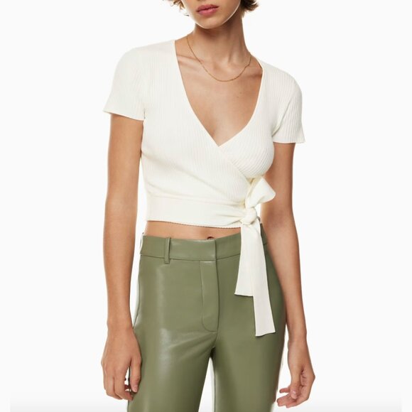 Aritzia Tops - Aritzia Wilfred all tied up wrap sweater in light birch S